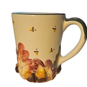 Elements 12 oz Embossed 3-D Hand-painted Mug Festive Autumn Leaf & Acorn DesignN